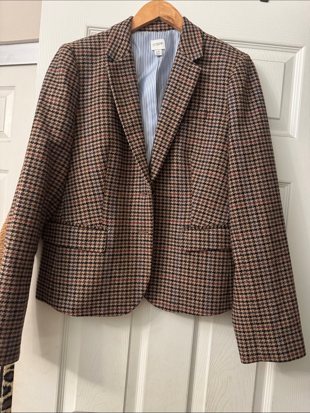 J crew Houndstooth Pattern Brown Blazer